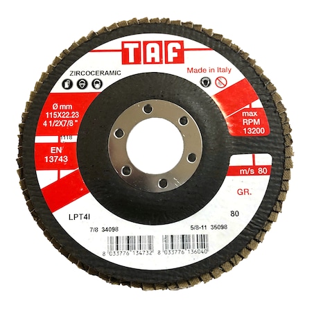 Bullard Abrasives Zirco-Ceramic Flap Disc 4-1/2x7/8, PK20 34098